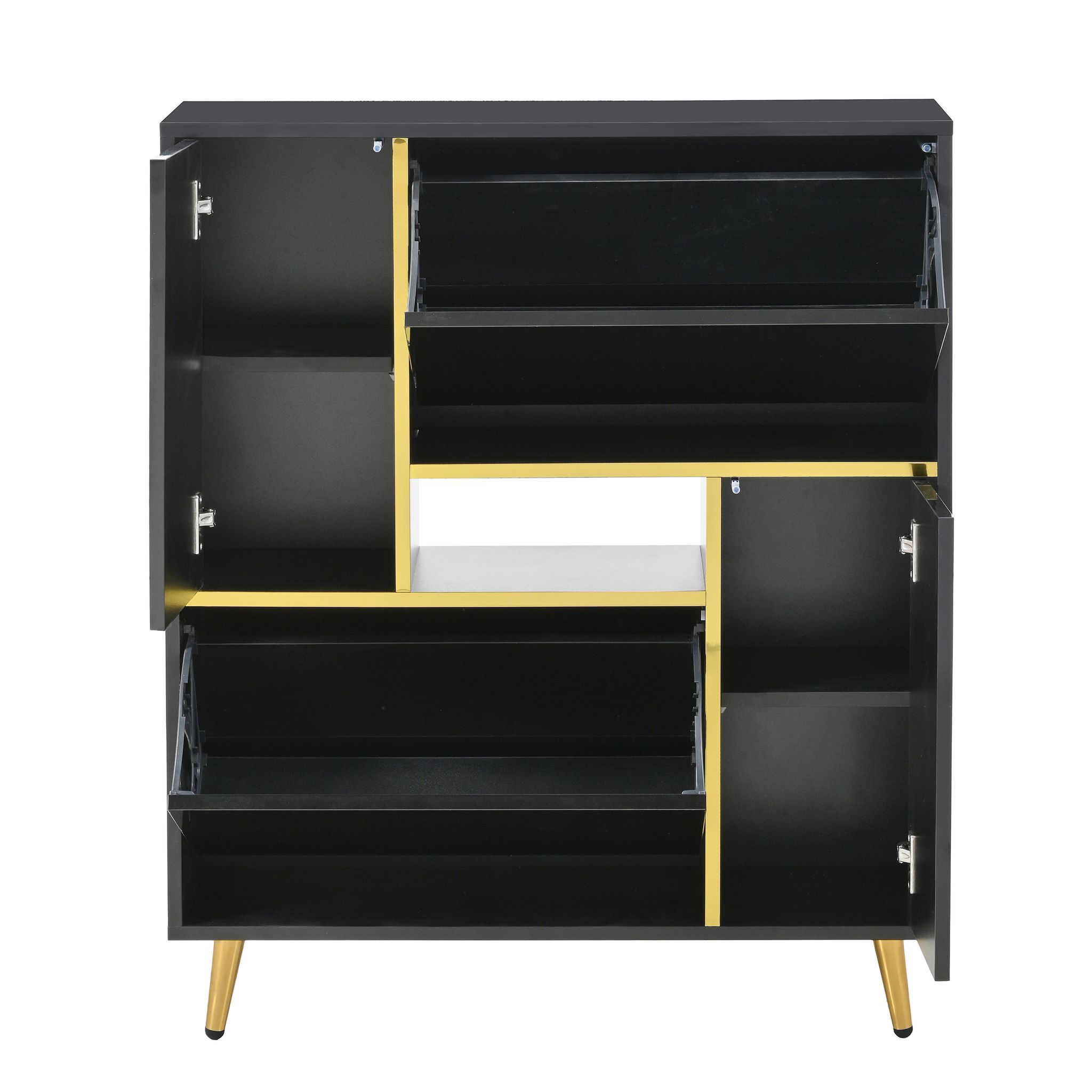 Elvmi Schuhschrank Mit 2 Türen Und Verstellbaren Einlegeböden Led Mit App-steuerung Für Flur Aus Spanplatte 80 X 25 X 96 Cm Schwarz