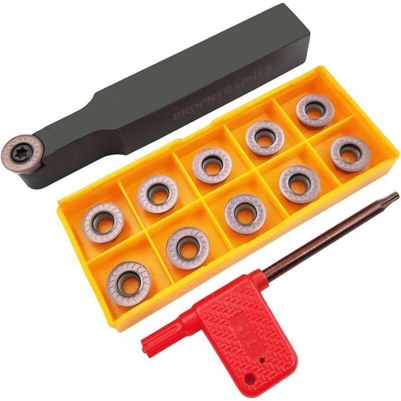 11-teiliger Satz Wendeschneidplatten Aus Hartmetall Rpmt1204moe R6 + Werkzeughalter Srdpn1616h12 5/8″ / 16 Mm Für Die Metallbearbeitung