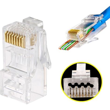 Packung Mit 50 Rj45 Cat6 Cat6a 23 Awg Vergoldeten 8p8c-steckern Für Massive Und Standard-utp-kabel Ohne Abschirmung