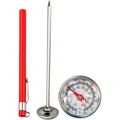 Küchenthermometer Aus Edelstahl Mit 120-mm-sonde Und Klemme – Für Fleisch, Backofen, Gebäck Und Grill