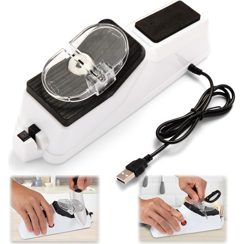 Elektrischer Usb-messerschärfer, Schneller Doppelseitiger Schärfer Mit 5 Schleifscheiben Und Schutzkappe Für Die Küche