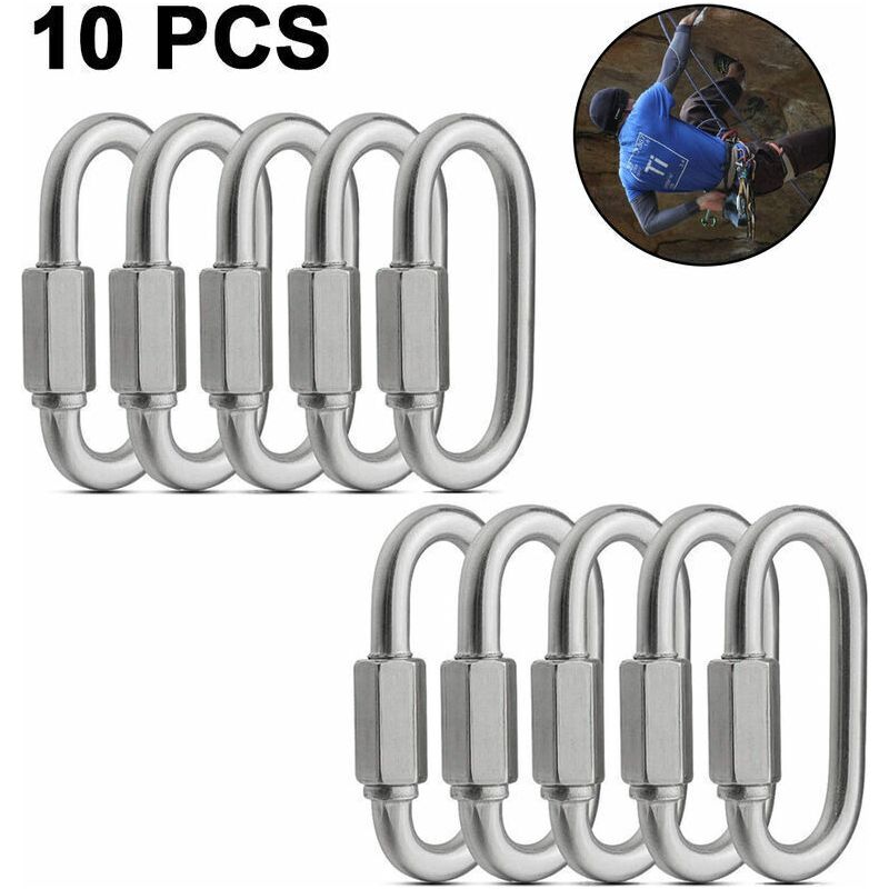 10er-pack M6-schnellkupplungsringe Aus Edelstahl 304 – Maximale Belastung 280 Kg – Für Outdoor-aktivitäten, Camping Und Wandern