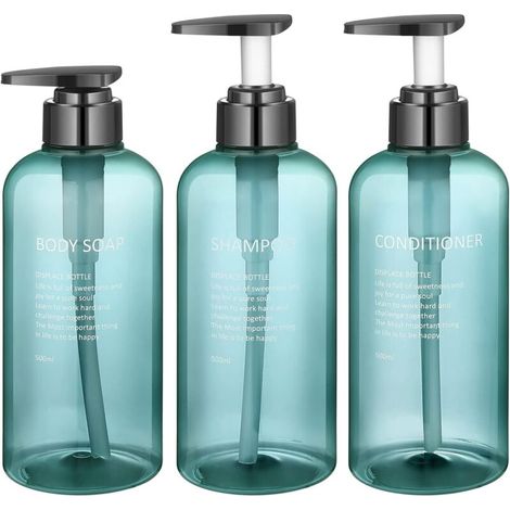 3er-set Wiederbefüllbare, Leere 500-ml-pumpflaschen Für Shampoo, Duschgel, Spülung Und Bodylotion, Blau