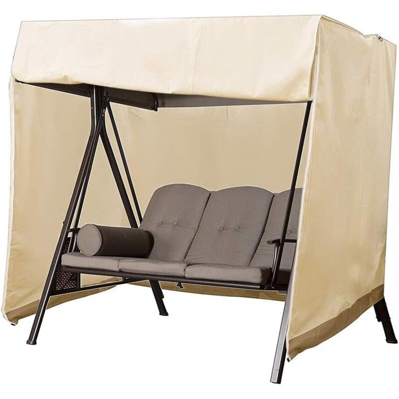 Schutzhülle Für 3-sitzer-gartenschaukeln Aus Wasserdichtem Und Uv-beständigem Oxford-gewebe – Beige, 160 X 120 X 170 Cm