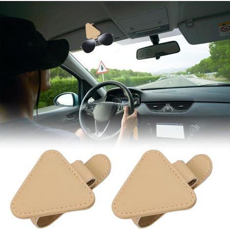 2er-set Magnetische Sonnenbrillenhalter Aus Leder – Sichere Befestigung An Der Sonnenblende Im Auto – Kompatibel Mit Karten Und Tickets