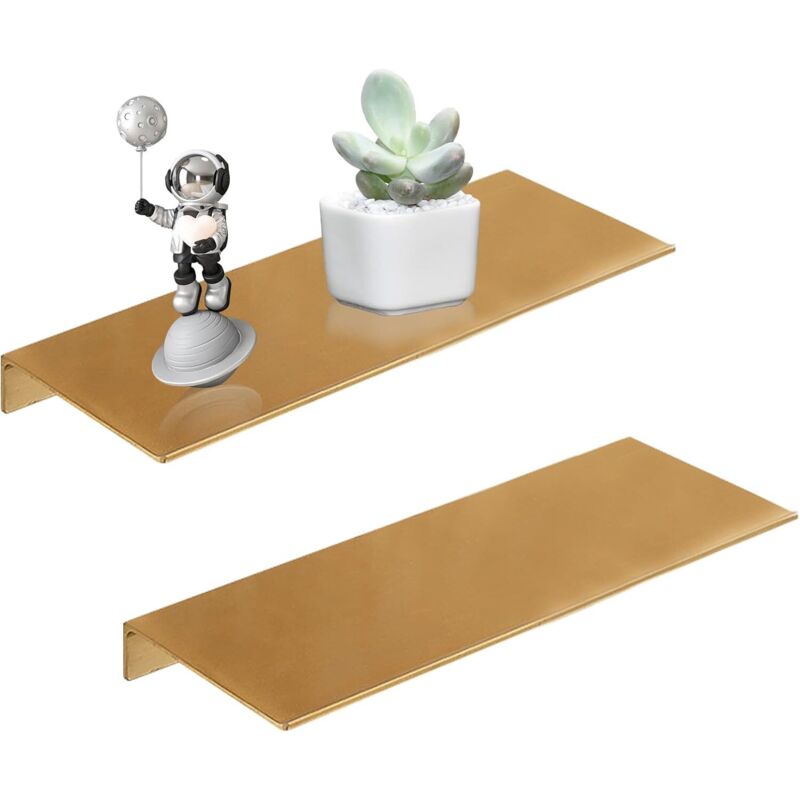 Schwebendes Wandregal Aus Aluminium, 30 Cm, Eloxierte Goldoberfläche, Korrosionsbeständig, Für Badezimmer, Küche Und Wohnzimmer