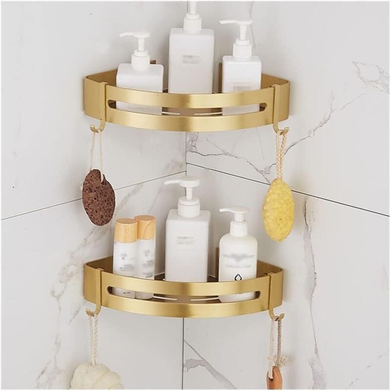 Eckregale Aus Gebürstetem Aluminium In Goldoptik Für Die Badezimmerwand – Für Shampoo, Kosmetik Und Duschgel – 2er-set