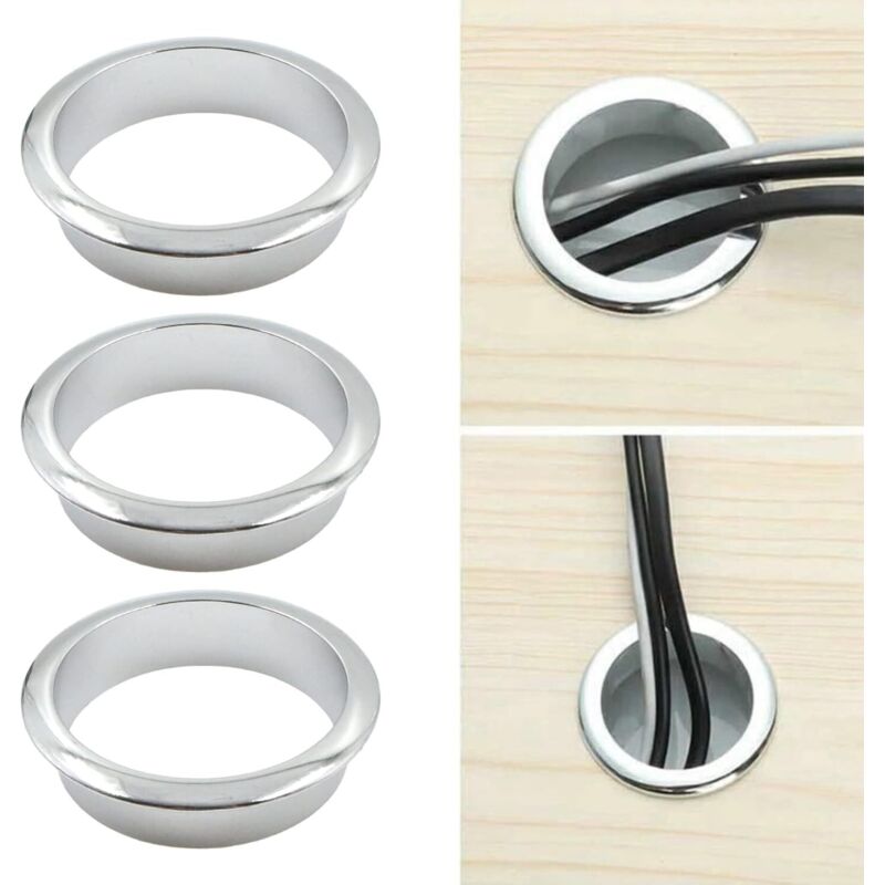 60-mm-metall-kabeldurchführung Für Schreibtische – Dekorativer Ring Für Kabelmanagement, Kabeldurchführung In Möbeln Und Kabelboxen – 3er-pack