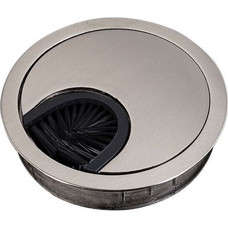 Kabeldurchführung Mit Bürste Für Schreibtisch, Tisch Und Arbeitsplatte – 60 Mm Durchmesser – Verchromt – Metall – 1 Stück