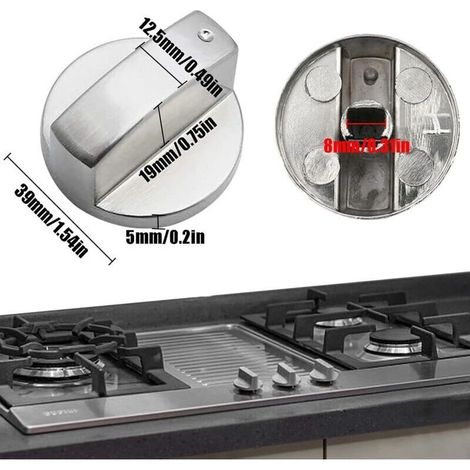 6 Stück Universelle Gasreglerknöpfe Aus Metall, 8 Mm Durchmesser, Für Herd, Kochfeld Oder Kochplatte