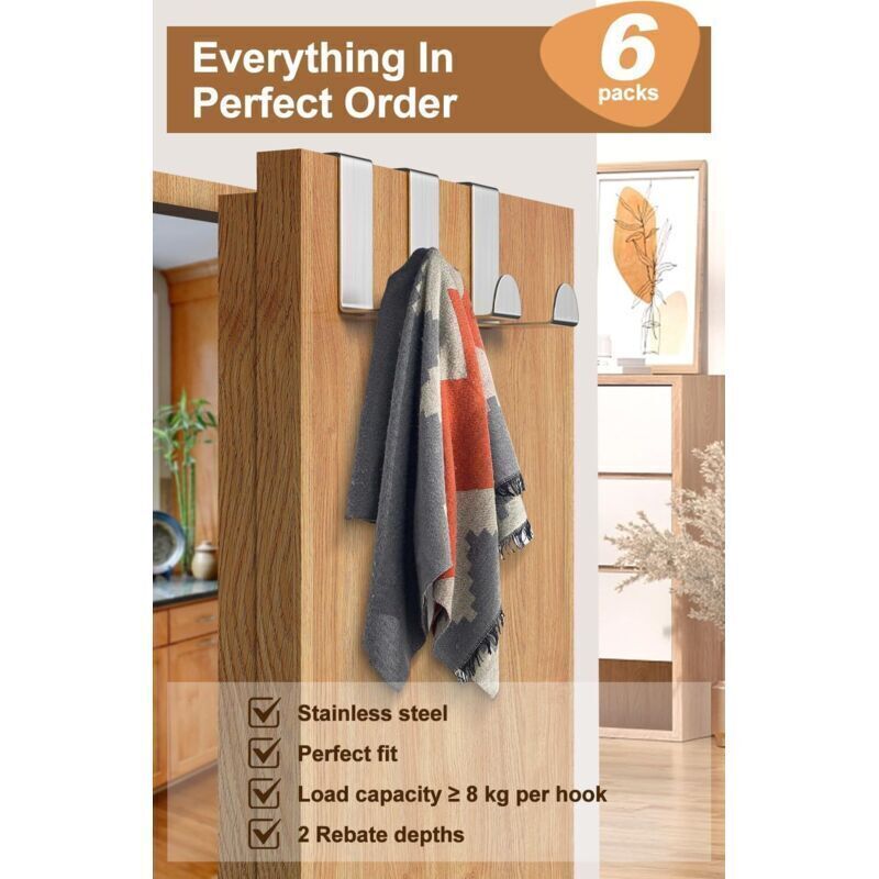 6-teiliges Türhaken-set Aus Edelstahl Für Türen, Schubladen, Schränke Oder Kleiderschränke – Ideal Für Küchen, Badezimmer Und Schlafzimmer