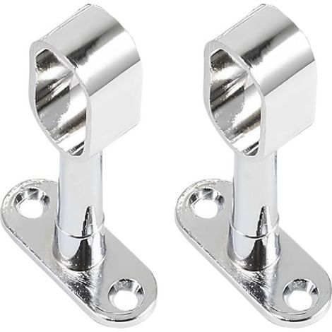 Set Mit 2 Ovalen Kleiderstangenhalterungen Aus Zink-aluminium, Zur Montage An Kleiderschränken, Gardinen Oder Decken, Hohe Tragfähigkeit Und Einfache Montage