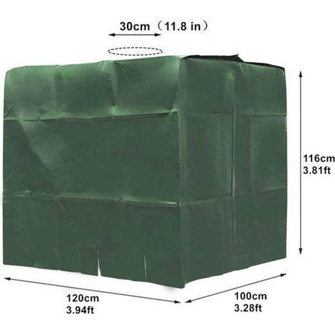Wassertankabdeckung Für 1000 L – Uv-, Staub- Und Regenschutz – Grün – 120 X 100 X 116 Cm