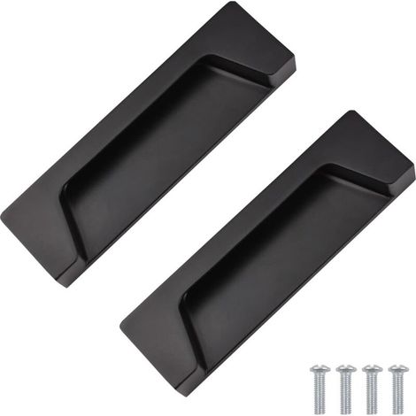 Set Mit 2 Eingelassenen Zinklegierungsgriffen, 10,5 Cm, Mattschwarz, Für Schränke, Kleiderschränke, Bücherregale, Schubladen Und Aktenschränke
