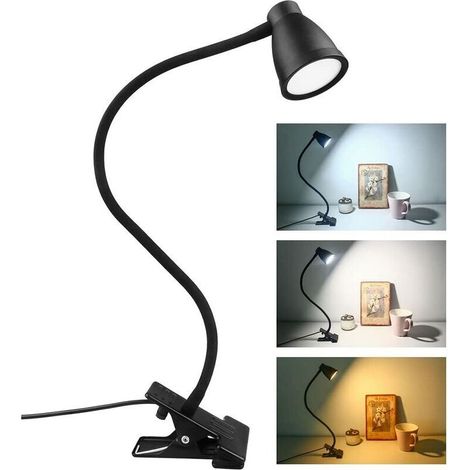 Verstellbare Led-klemmleuchte Mit 3 Farben Und 5 Helligkeitsstufen, 360°-drehung, Usb-anschluss, Augenschutz Für Studium Und Arbeit