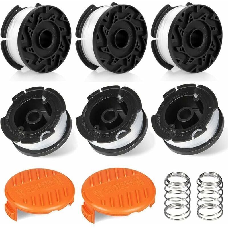 8-teiliges Trimmerfaden-spulenset – Kompatibel Mit Black & Decker Modellen – 6 Fäden + 2 Schutzkappen + 2 Federn