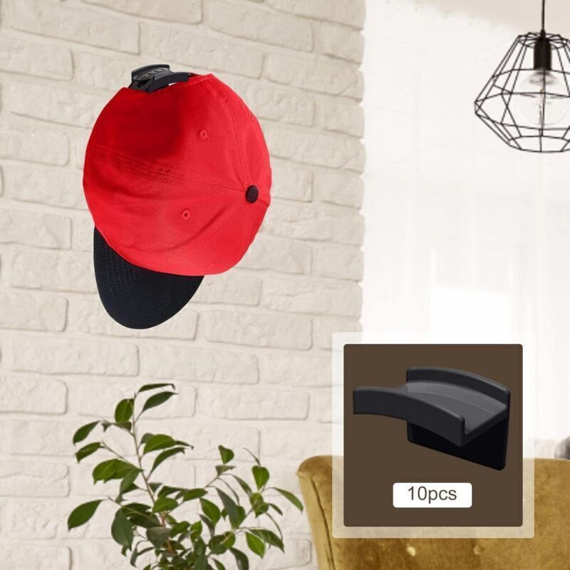 Selbstklebende Huthaken – 10er-pack Schwarze Wandhaken Für Tür Oder Wand, Dezente Und Praktische Wohndekoration