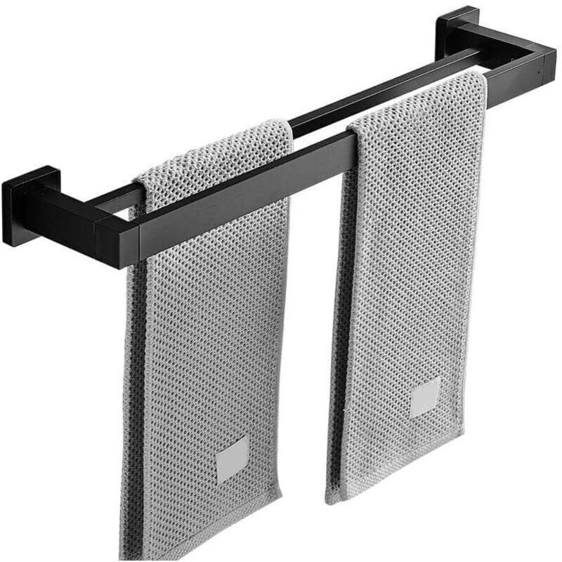 Wandmontierter Handtuchhalter Mit Doppelstange, Mattschwarzer Edelstahl – 40 Cm Badezimmerablage