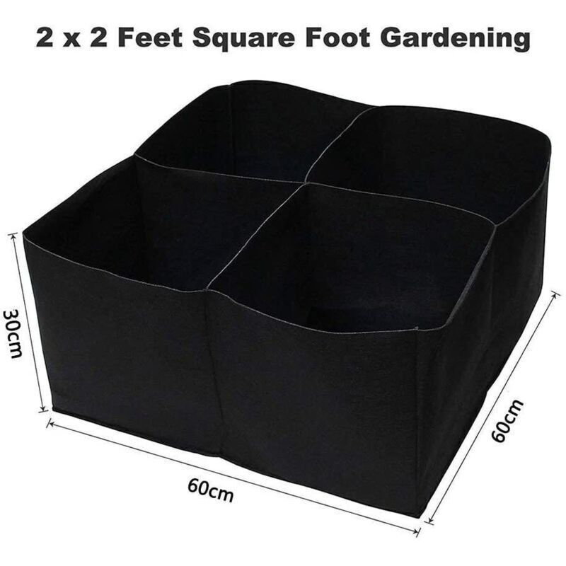 Pflanzsack – Pflanzsack Aus Vliesstoff – Rechteckige Pflanzschale 60 X 60 X 30 Cm, Schwarz