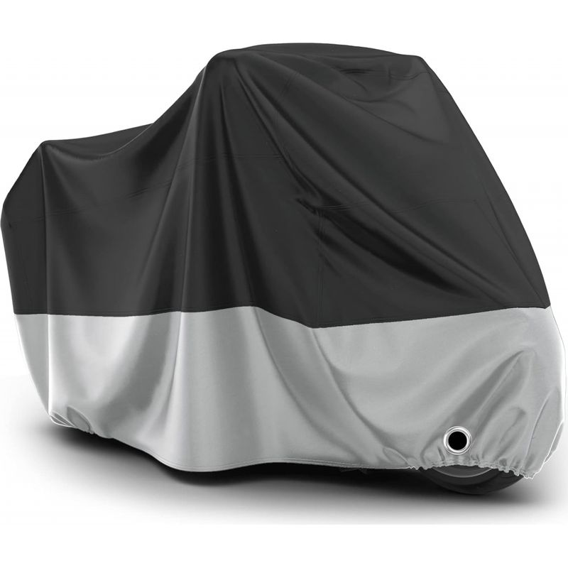 Wasserdichte Motorradabdeckung Aus Oxford-gewebe, Uv-beständig, Staubdicht, Winddicht, 245 X 105 X 125 Cm, Schwarz/silber