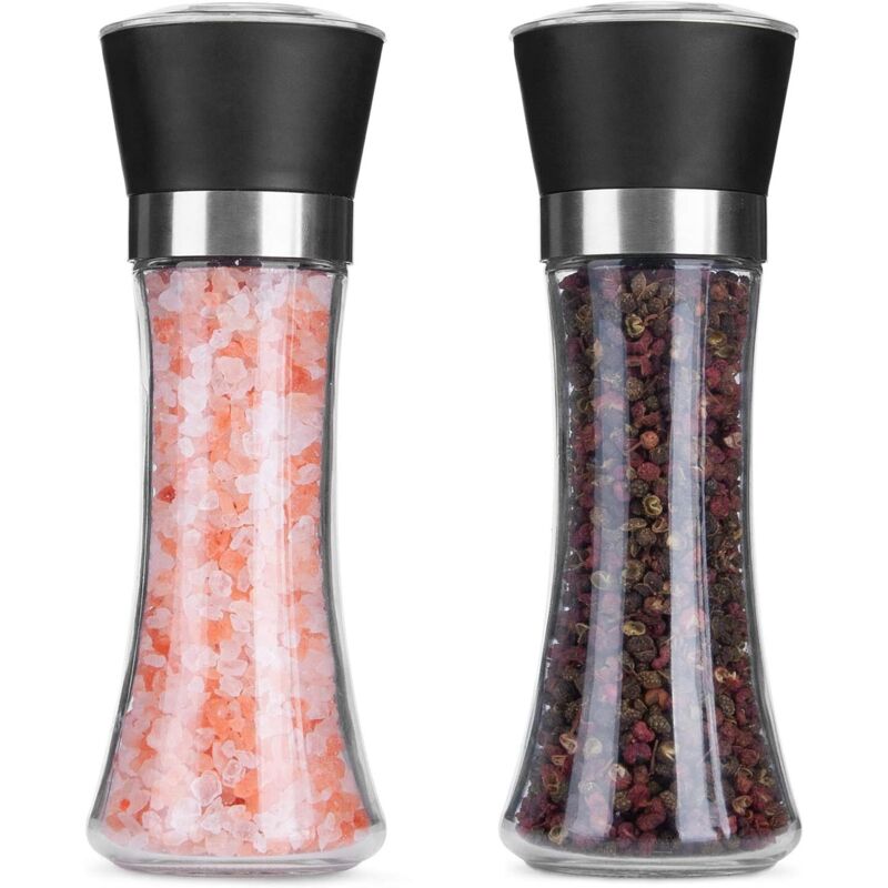 Elegante Salz- Und Pfeffermühle Aus Glas – 2er-set Verstellbare Keramikmühlen Für Stilvolles Küchen- Und Tafelgeschirr