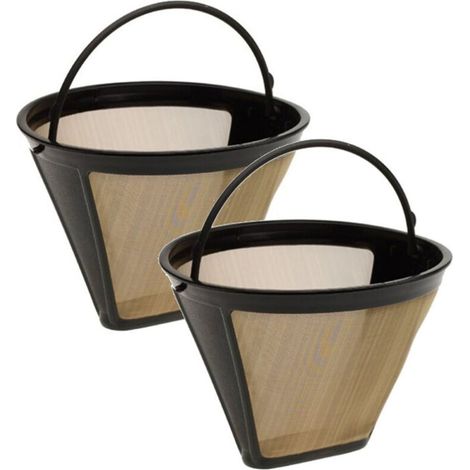 2-teiliges Wiederverwendbares Edelstahl-kaffeefilterset Für Filterkaffeemaschinen, Waschbar Und Umweltfreundlich
