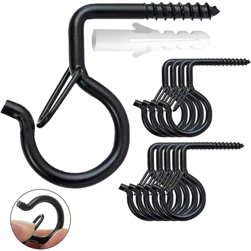 20 Schraubhaken Für Decke Oder Wand – Ideal Für Teetassen, Pflanzen, Lampen, Lichterketten Und Dekoration – Schwarz
