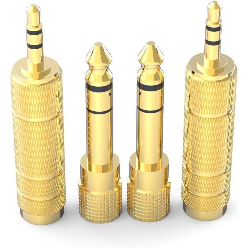 3,5-mm-auf-6,35-mm- Und 6,35-mm-auf-3,5-mm-audioadapter – Vergoldete Stecker – Kompatibel Mit Gitarre, Klavier, Smartphone Und Kopfhörern – 4er-pack