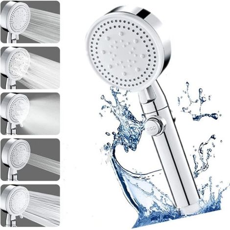 Hochdruck-handbrausekopf, Wassersparend, 5 Strahlarten, Modernes Silbernes Quadratisches Design Für Bad Und Spa