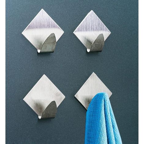 Selbstklebende Metallhaken Für Die Wand – 4 Stück – Kein Bohren Erforderlich – Handtuch- Und Accessoirehalter