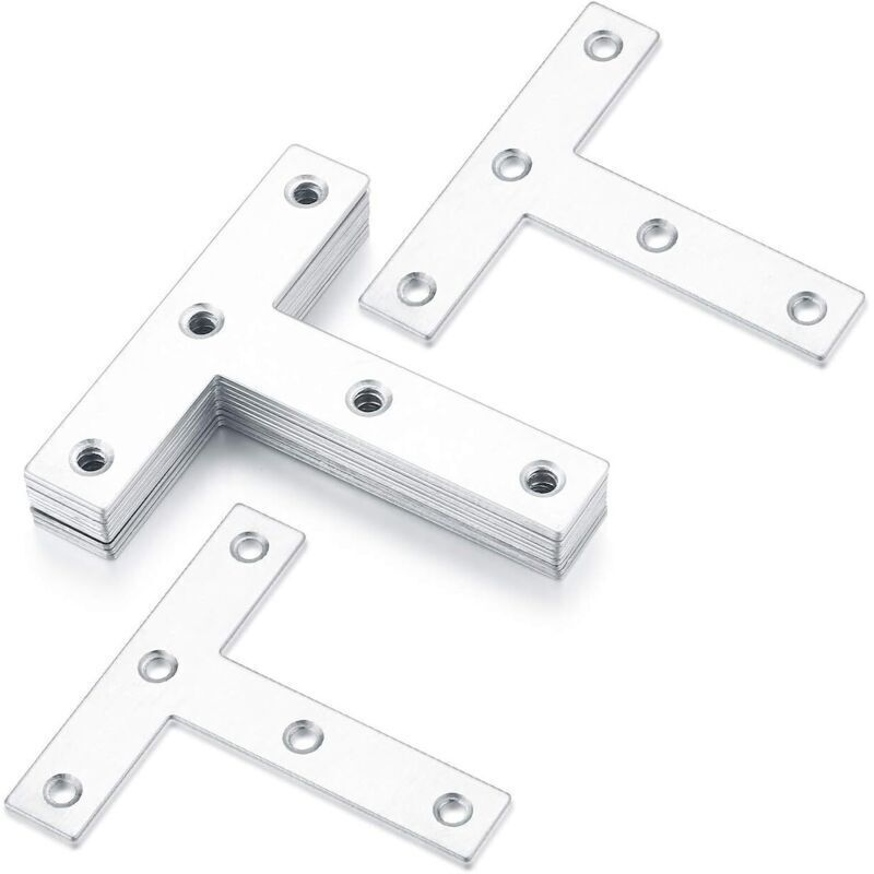 Edelstahl-t-winkel Und Flache Reparaturplatten Zur Möbelbefestigung – 10 Stück 80 X 80 X 1,5 Mm