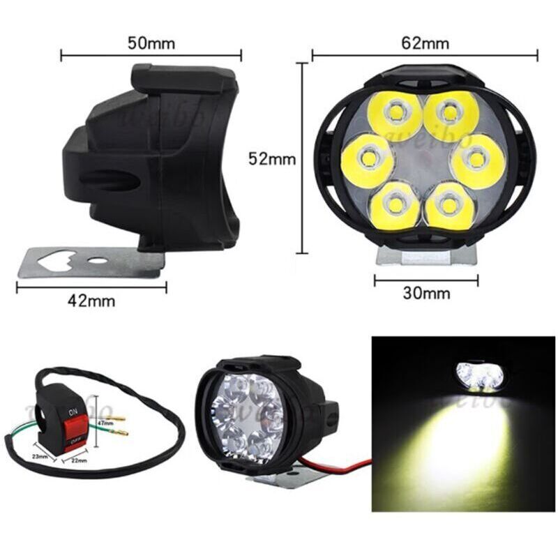 2 Stück Universelle, Wasserdichte Led-motorrad-zusatzscheinwerfer, 6 Led-nebelscheinwerfer Für Nachtfahrten Mit Rollern Mit Schalter