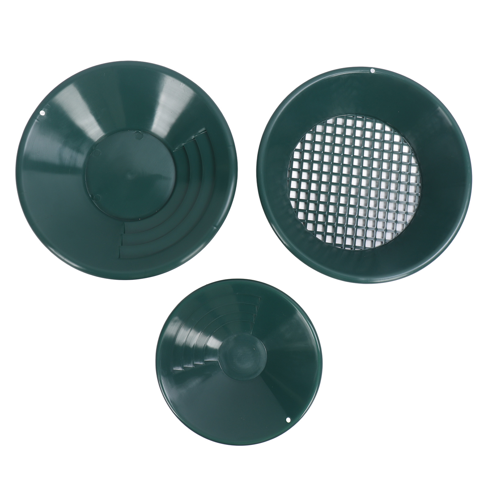 3pcs Goldwaschpfanne Abs-kunststoff-waschset Handbetriebene Runde Bagger-prospektionswerkzeuge