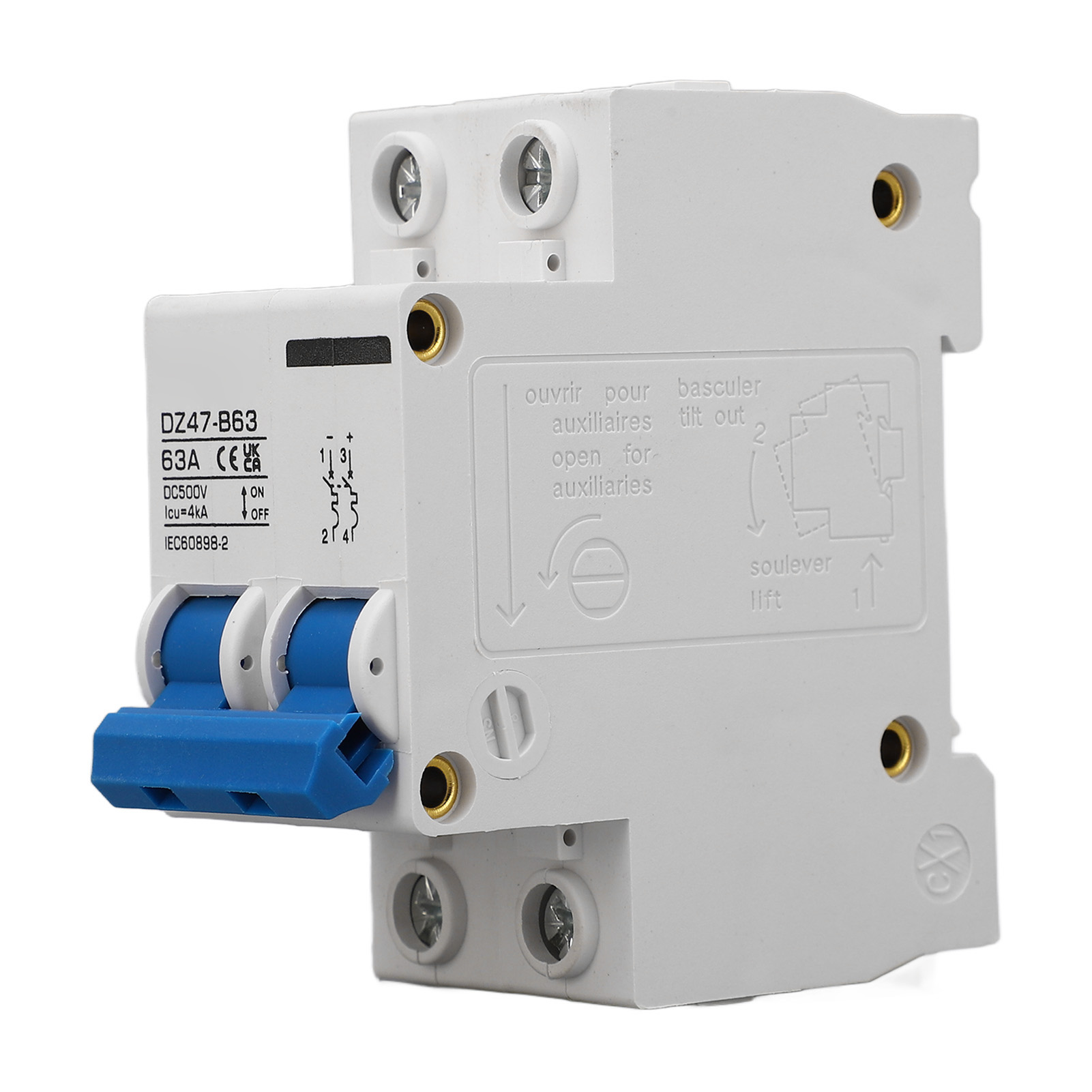 2p Leistungsschalter Dc 500v Mcb 63a Schutzschalter 4000a Schaltleistung Für Zuhause Typ B