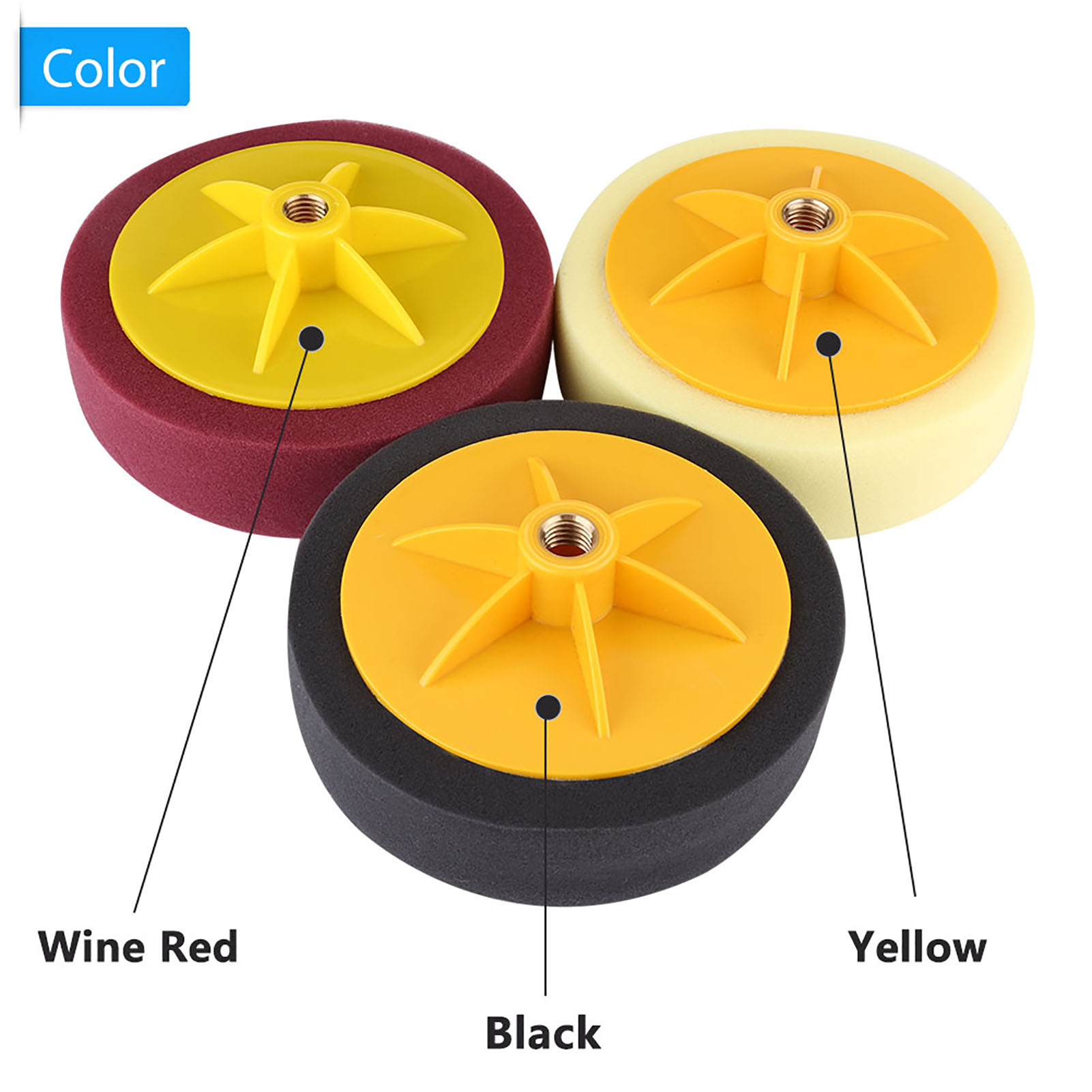 6 Zoll/15 Cm Schwamm Rad Polieren Wachs Pad Kit Werkzeug Für Auto Polierer Schwarz Gelb Weinrot