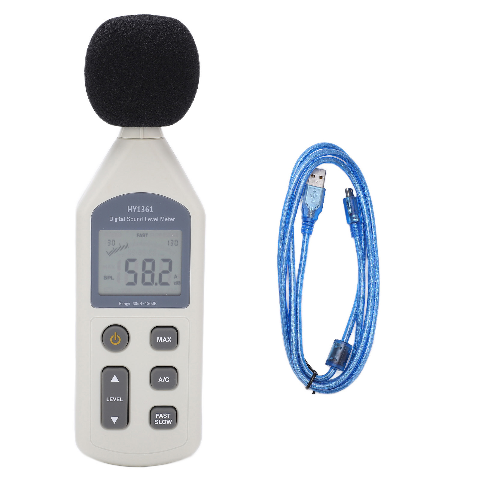 Hy-1361 Digitaler Schallpegelmesser Handheld-lcd-bildschirm Usb-dezibel-monitor Geräuschrekorder 30-130 Dba 35-130 Dbc