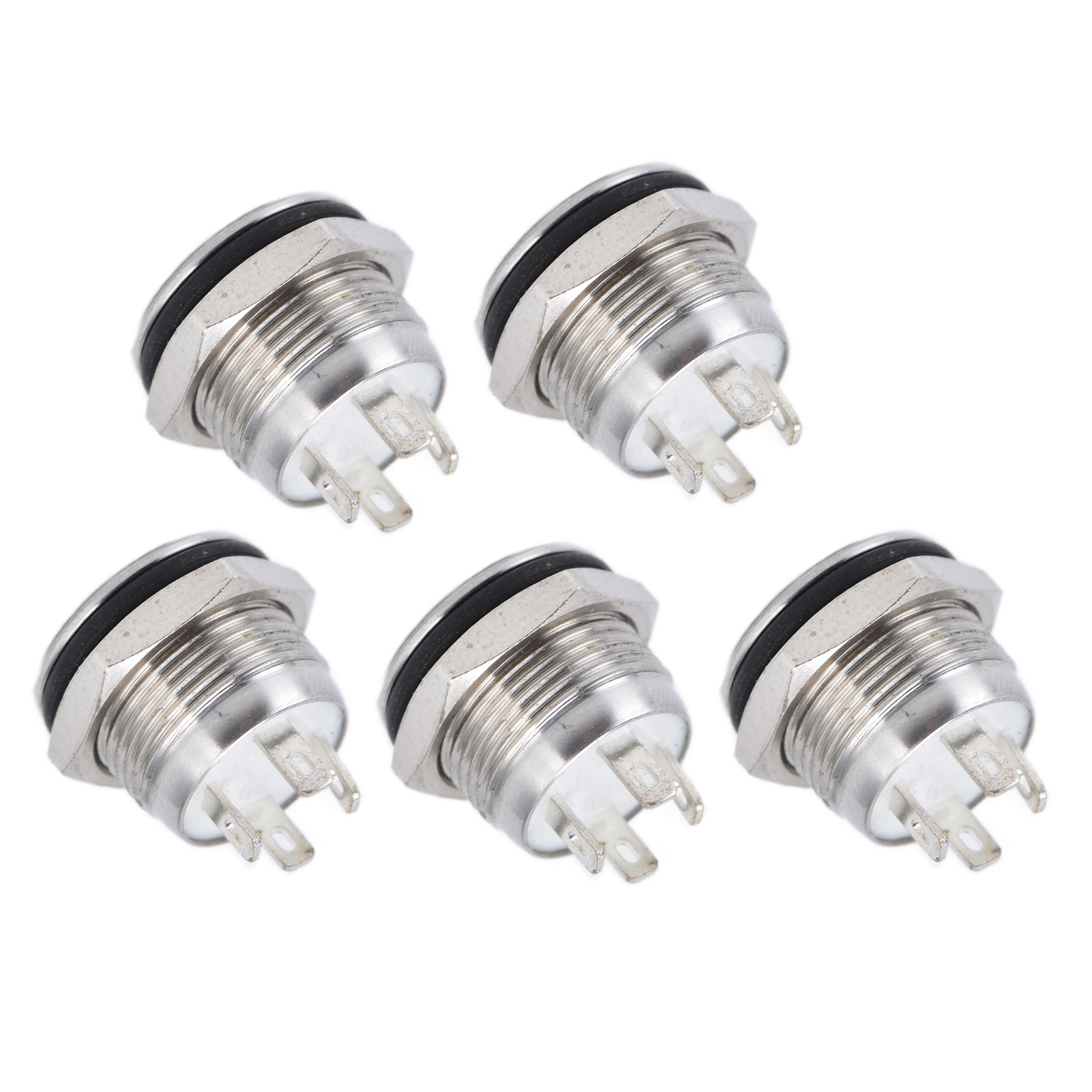 5-teiliger Knopfschalter Aus Edelstahl Mit Flacher Oberseite Und Selbstrückstellendem Led-stromversorgungszubehör 12 Mm Dc 3-6 V Blau