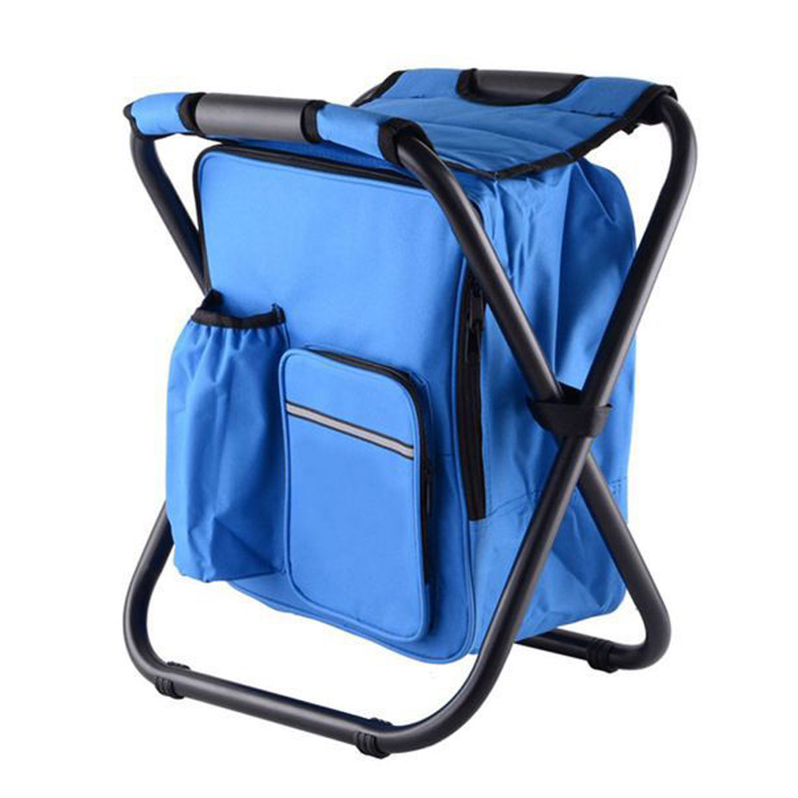 Rucksack-kühlstuhl, Leicht, Großes Fassungsvermögen, Klappbarer Campinghocker Für Reisen, Strand, Wandern, Picknick, Blau