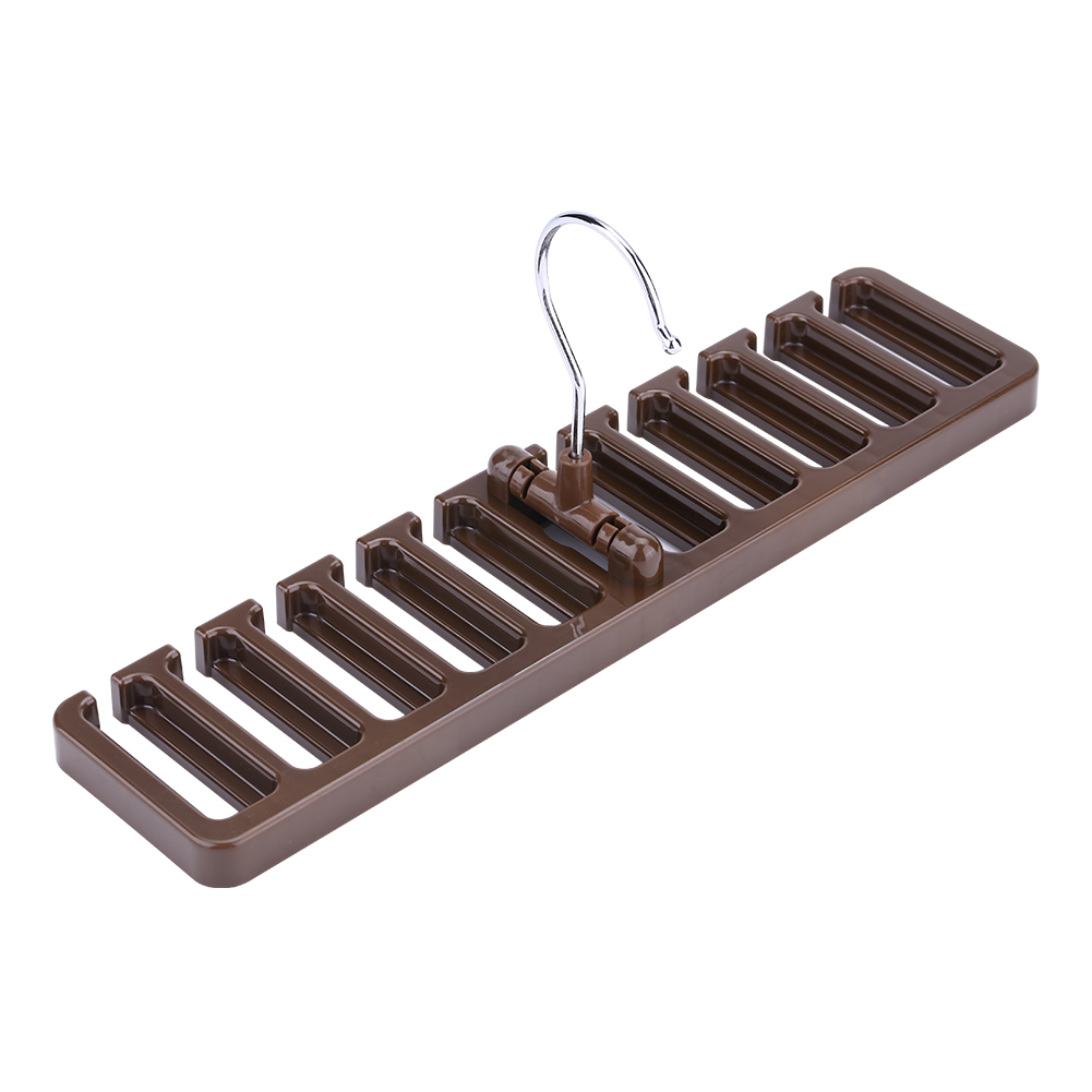 10 Schlitze Krawattengürtel Schal Rack Organizer Robuster Kunststoff Schrank Kleiderschrank Platzsparend Braun