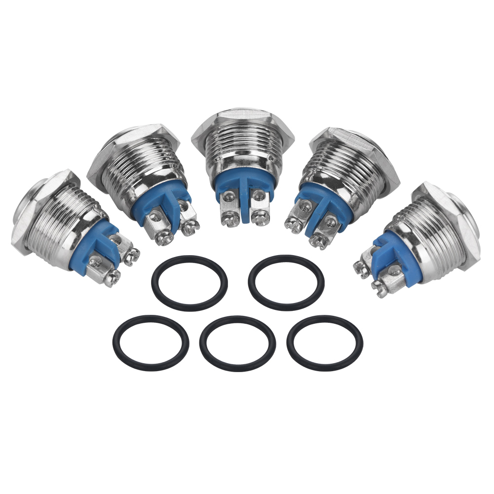 5 Teile/satz 16mm 250 V Metall Wasserdicht 2pin Mini Druckschalter (konvexer Kopf)