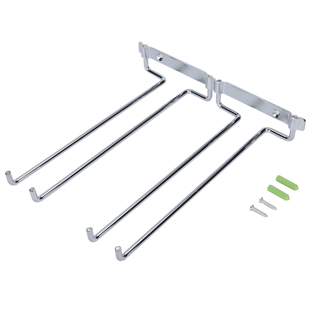 Zweireihiger Weingläserhalter Aus Eisen Und Chrom Zur Wandmontage