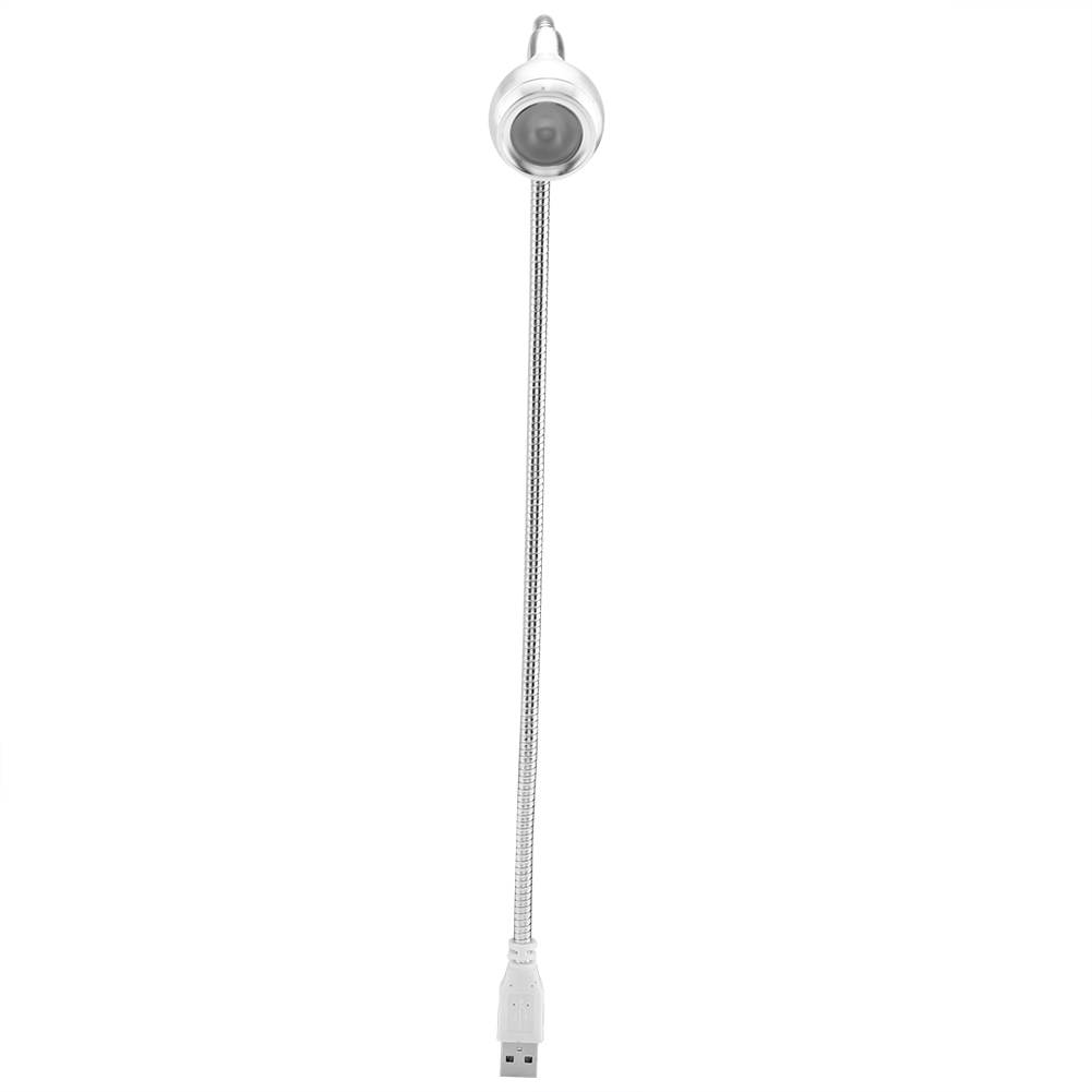 1w Langer, Flexibler Hals, Tragbare Usb-led-licht-nachtleselampe (silber-warmweiß)