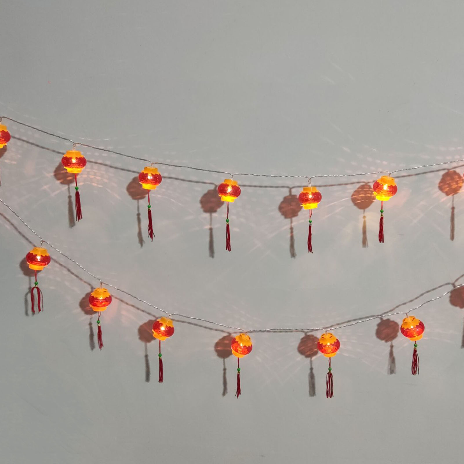 Rote Chinesische Laternen-lichterkette, Led-lichtperlen, Wasserdicht, Neujahr, Mit Pvc-hülle Für Innenhöfe, Mit Quaste, 3 M/9,8 Ft, 20
