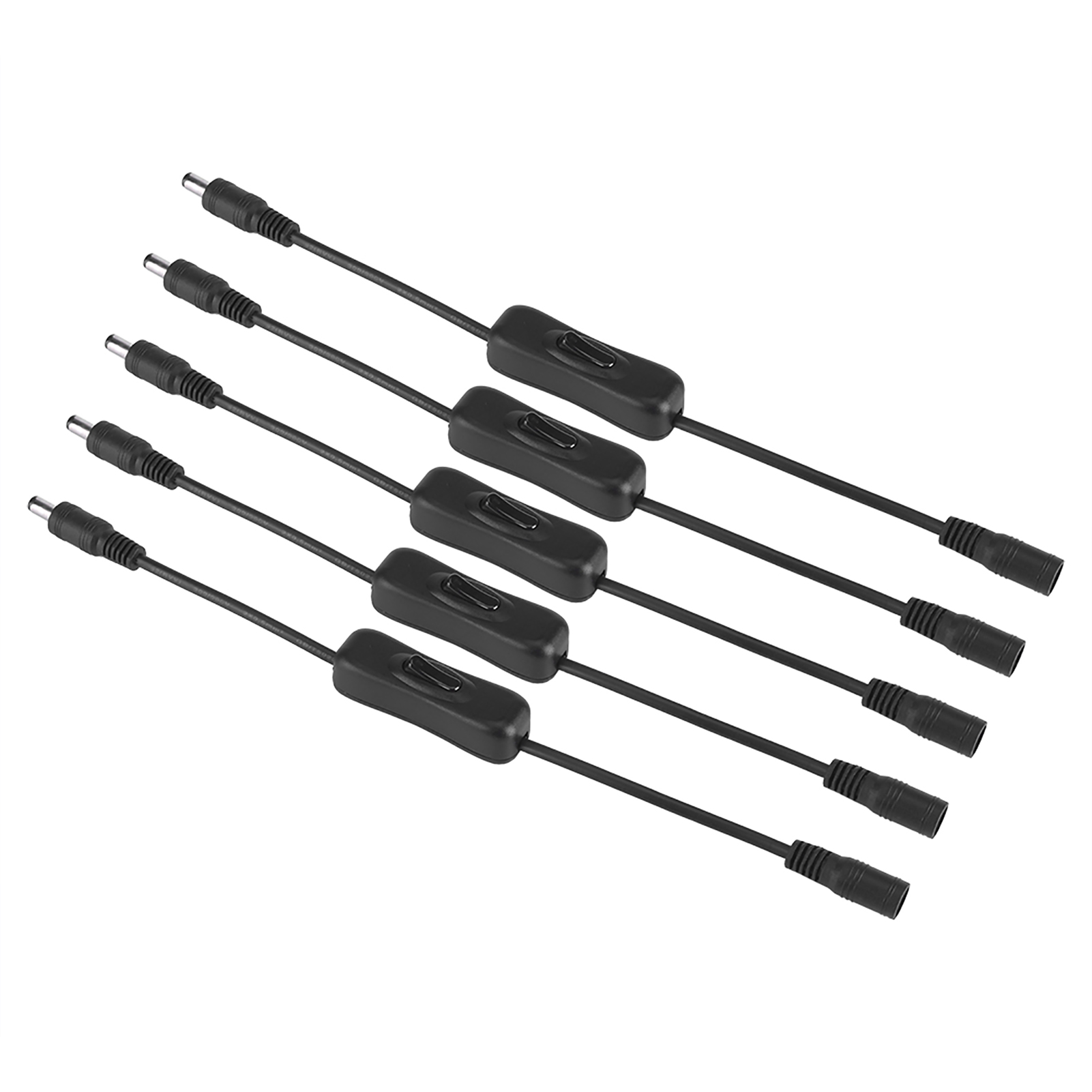 5-teiliger Led-streifenlicht-drahtschalter Mit Weiblichem Und Männlichem Dc 12v-stromanschlussstecker Schwarz