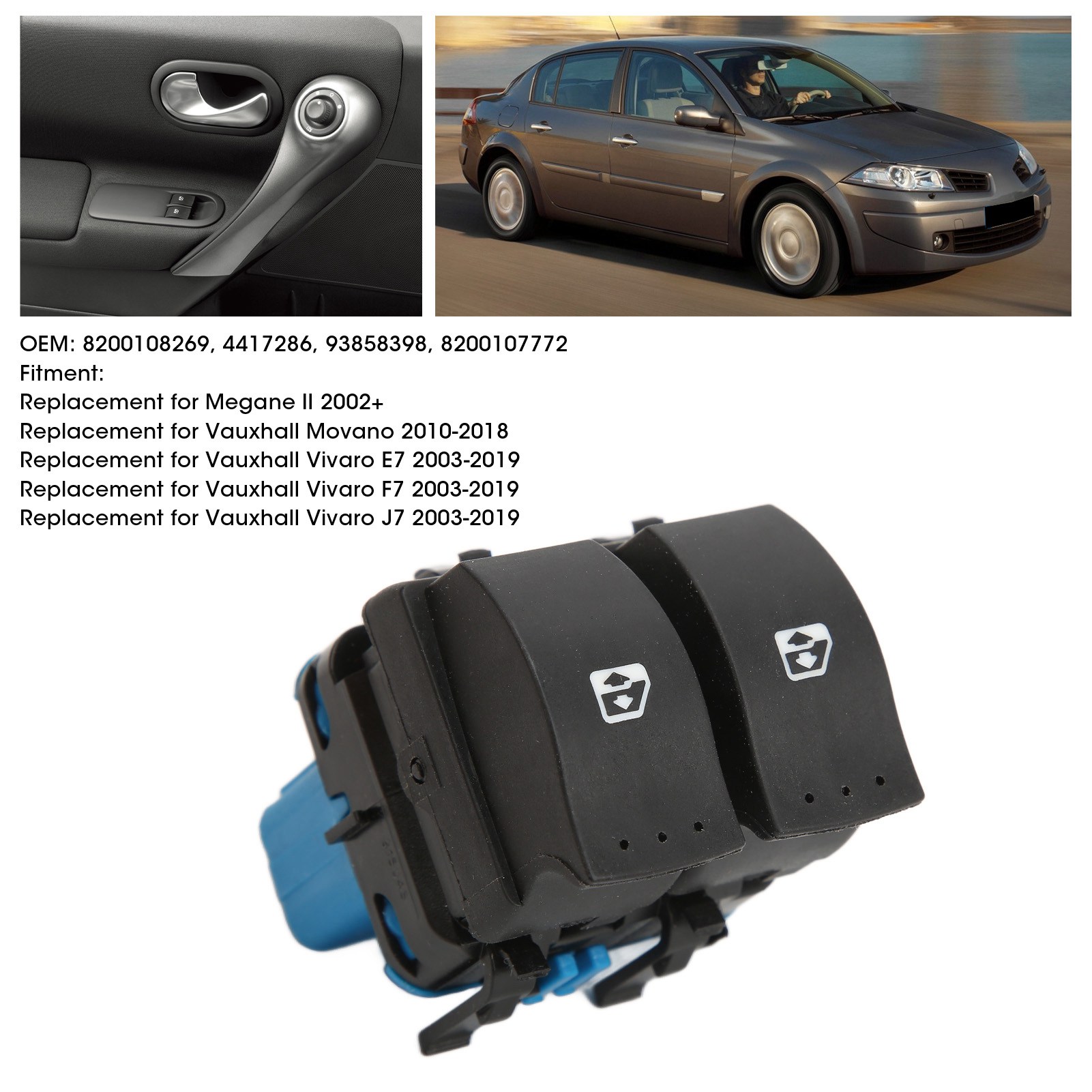Auto-fensterheber-steuerschalter 4417286 Vordertür-ersatz Für Vauxhall Vivaro E7 2003-2019
