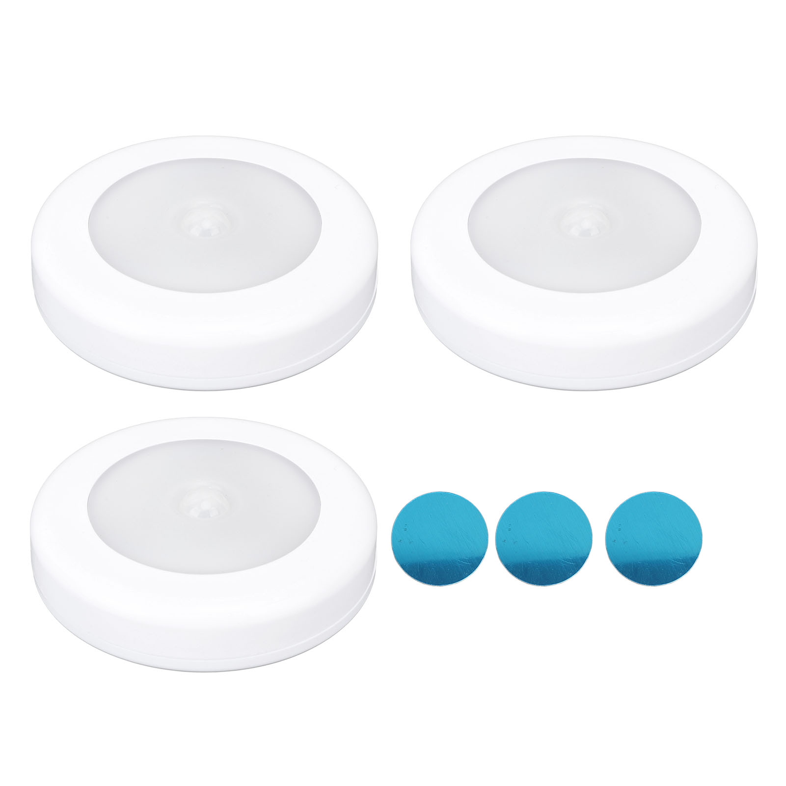 3er-set Led-nachtlichter Mit Kabellosem Bewegungssensor Zum Aufkleben Für Kleiderschrank, Treppenhaus Und Badezimmer, Weißes Abs, 80 Mm