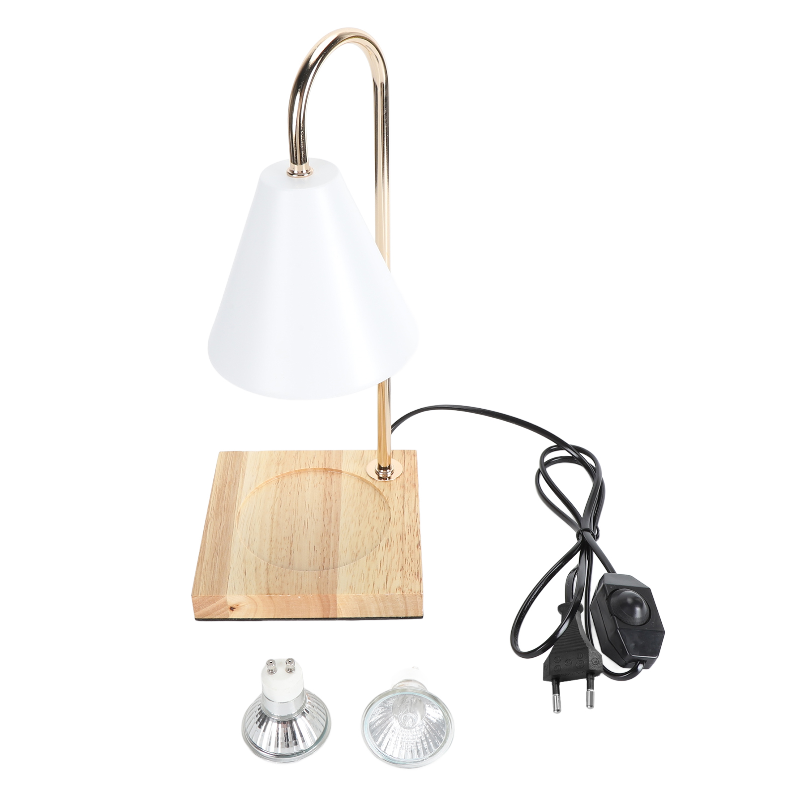 Verstellbare Elektrische Wachswärmerlampe Von Toivize, 2 X 50 W, Sockel Aus Massiver Eiche Und Weißem Edelstahl Für Ein Duftendes Ambiente
