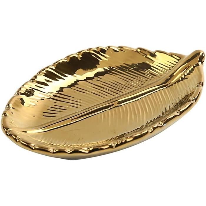 Antirutsch-seifenschale Aus Keramik – Blattgold – 15 X 9,5 X 2 Cm