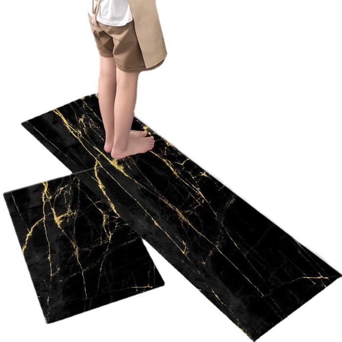 Antirutsch-küchenläufer – 2 Stück, 40x60 Cm Und 40x120 Cm, Schwarz-gold – Waschmaschinengeeignet, Ideal Für Das Badezimmer.