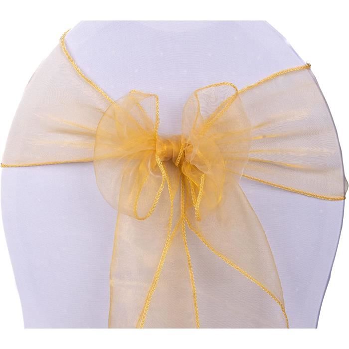 Goldene Organza-stuhlschleifen - 10er-pack - 17 Cm X 275 Cm - Für Hochzeitsdekoration